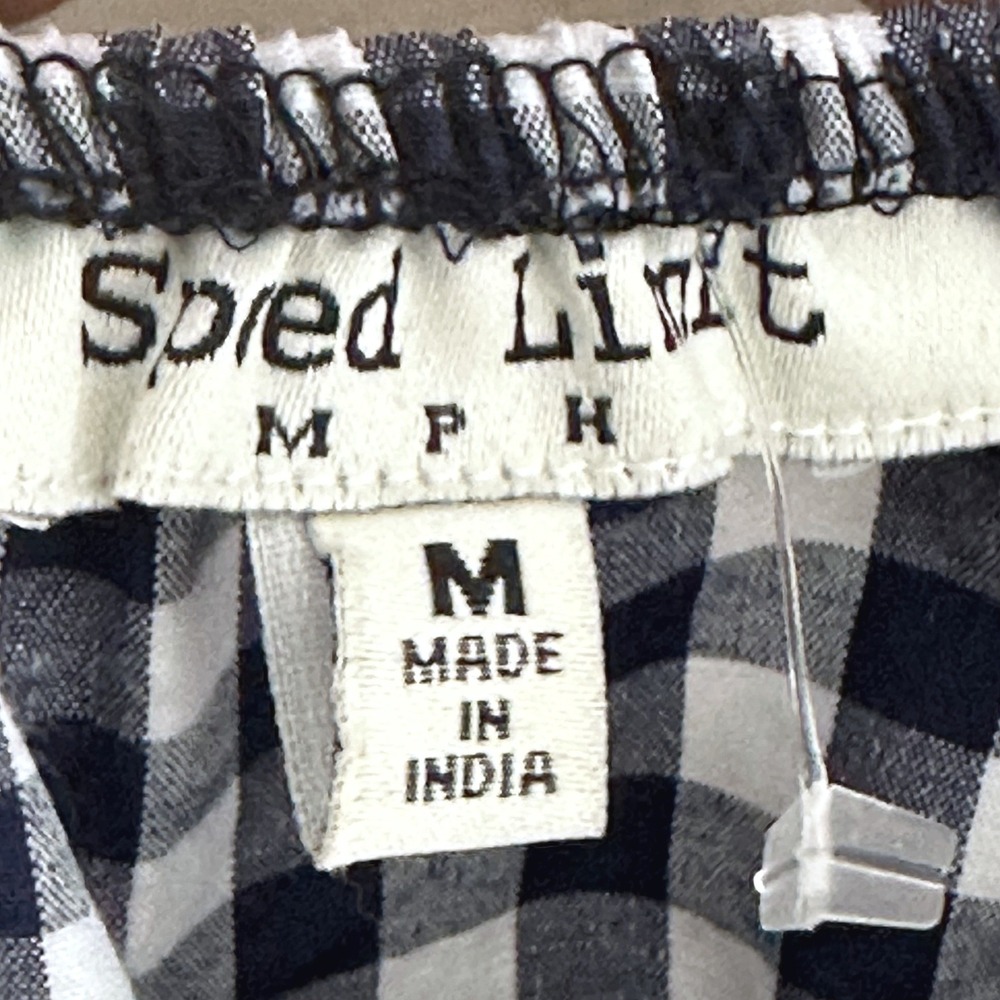 Speed Limit‎ MIlkmaid Gingham Check Prairie Dress Puff Sleeve Tiered Mini Size M - Picture 5 of 10
